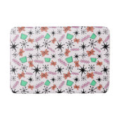 Retro Atomic MCM Roze Sinaasappel Groen Zwart Badmat (Voorkant)