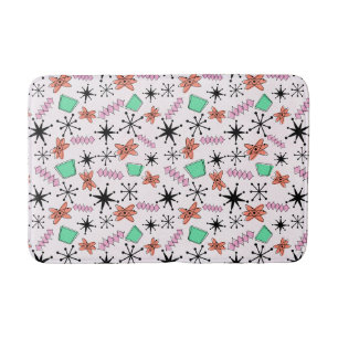 Retro Atomic MCM Roze Sinaasappel Groen Zwart Badmat