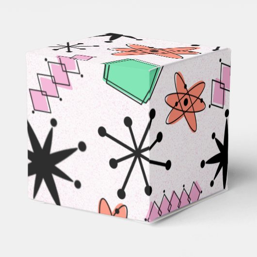 Retro Atomic MCM Roze Sinaasappel Groen Zwart Bedankdoosjes (Achterkant)