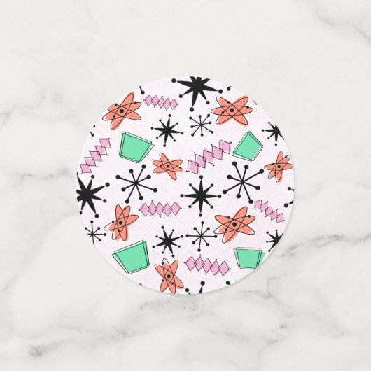 Retro Atomic MCM Roze Sinaasappel Groen Zwart Confetti (Kleine voorkant)