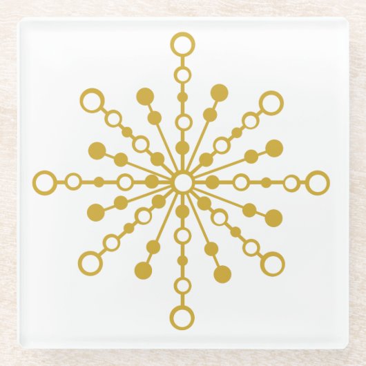 Retro Atomic Mid-Century Design Gouden Kleur Aange Glazen Onderzetter (Voorkant)