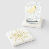 Retro Atomic Mid-Century Design Gouden Kleur Aange Stenen Onderzetter (Zijkant)