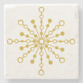 Retro Atomic Mid-Century Design Gouden Kleur Aange Stenen Onderzetter (Voorkant)