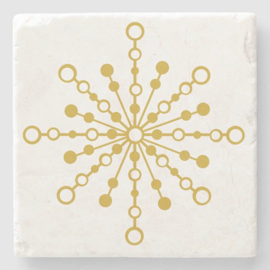 Retro Atomic Mid-Century Design Gouden Kleur Aange Stenen Onderzetter (Voorkant)