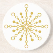 Retro Atomic Mid-Century Design Gouden Kleur Aange Zandsteen Onderzetter (Voorkant)