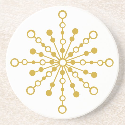 Retro Atomic Mid-Century Design Gouden Kleur Aange Zandsteen Onderzetter (Voorkant)