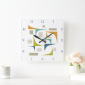 Retro Atomic Mid Century geometrische hoeknummers Vierkante Klok (Huis)