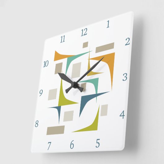 Retro Atomic Mid Century geometrische hoeknummers Vierkante Klok (Hoek)
