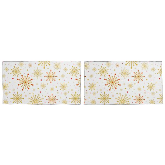 Retro Atomic Mid-Century Mod Red & Gold Kussensloop (Voorkant-Set)