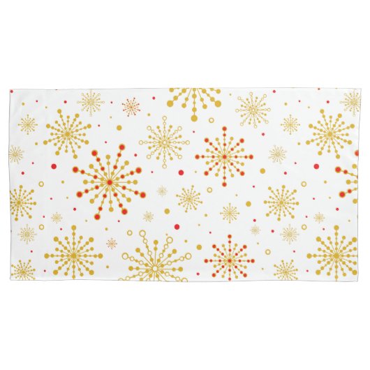 Retro Atomic Mid-Century Mod Red & Gold Kussensloop (Voorkant-Links)