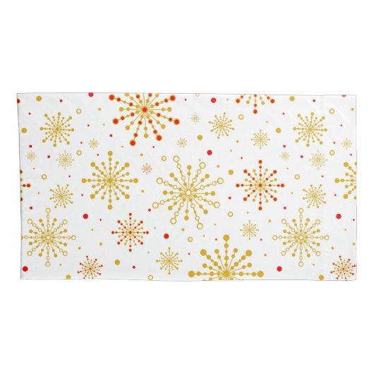 Retro Atomic Mid-Century Mod Red & Gold Kussensloop (Achterkant-Rechts)