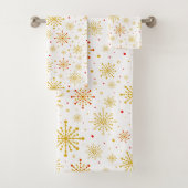 Retro Atomic Mid-Century Mod Red & Gold Starburst Bad Handdoek (Insitu)