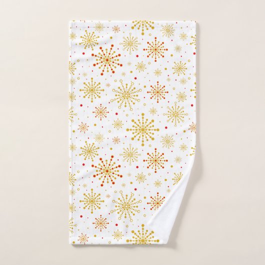 Retro Atomic Mid-Century Mod Red & Gold Starburst Bad Handdoek (Handdoek)