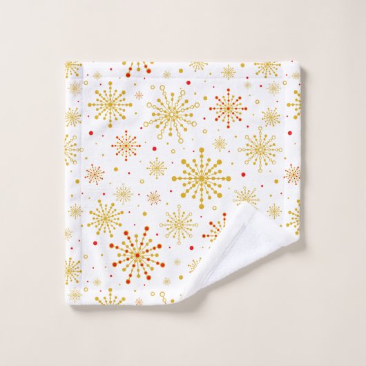 Retro Atomic Mid-Century Mod Red & Gold Starburst Bad Handdoek (Wasdoekje)