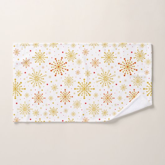 Retro Atomic Mid-Century Mod Red & Gold Starburst Bad Handdoek (Handdoek)