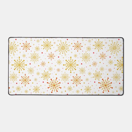 Retro Atomic Mid-Century Mod Red & Gold Starburst Bureaumat (Voorkant)