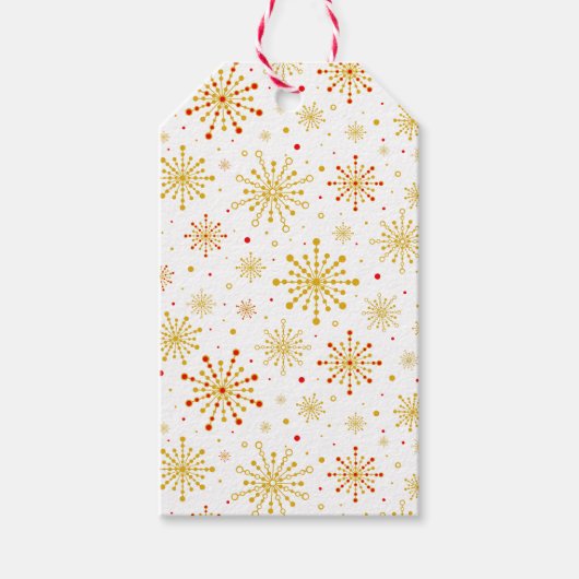 Retro Atomic Mid-Century Mod Red & Gold Starburst Cadeaulabel (Voorkant)