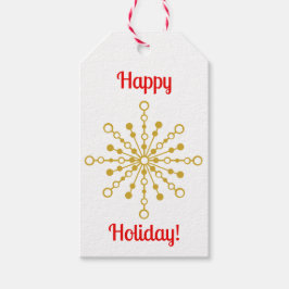 Retro Atomic Mid-Century Mod Red & Gold Starburst Cadeaulabel