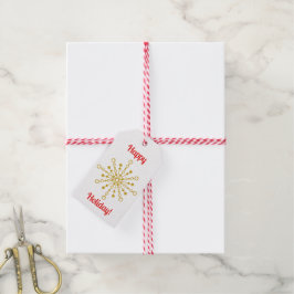 Retro Atomic Mid-Century Mod Red & Gold Starburst Cadeaulabel