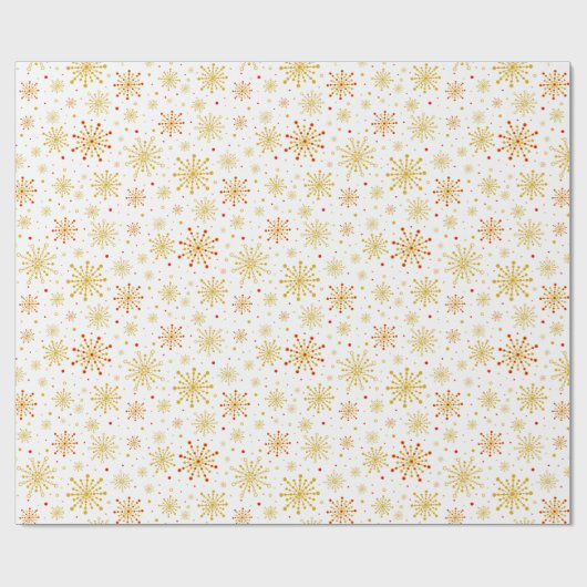 Retro Atomic Mid-Century Mod Red & Gold Starburst Cadeaupapier (Vlak)