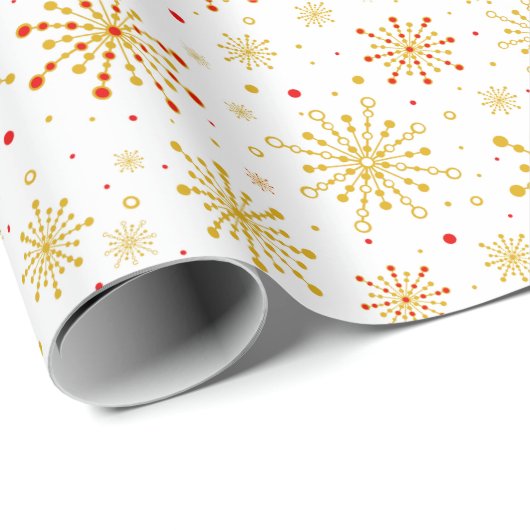 Retro Atomic Mid-Century Mod Red & Gold Starburst Cadeaupapier (Rol Hoek)