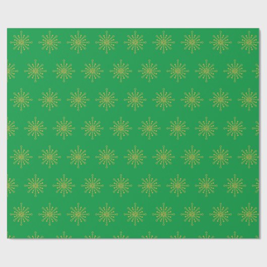 Retro Atomic Mid-Century Mod Red & Gold Starburst Cadeaupapier (Vlak)