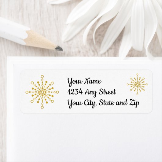 Retro Atomic Mid-Century Mod Red & Gold Starburst Etiket (Insitu)