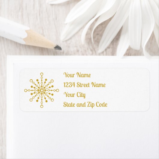 Retro Atomic Mid-Century Mod Red & Gold Starburst Etiket (Insitu)