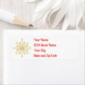 Retro Atomic Mid-Century Mod Red & Gold Starburst Etiket (Insitu)