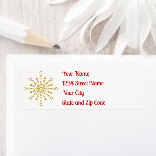 Retro Atomic Mid-Century Mod Red & Gold Starburst Etiket (Insitu)