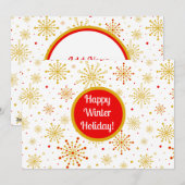 Retro Atomic Mid-Century Mod Red & Gold Starburst Feestdagenkaart (Voorkant / Achterkant)