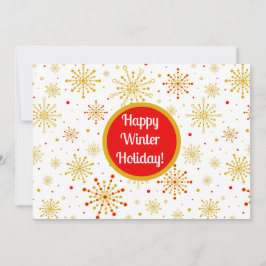 Retro Atomic Mid-Century Mod Red & Gold Starburst Feestdagenkaart