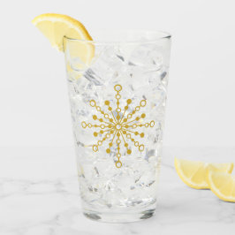 Retro Atomic Mid-Century Mod Red & Gold Starburst Glas