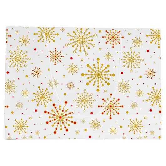 Retro Atomic Mid-Century Mod Red & Gold Starburst Groot Cadeauzakje (Achterkant)