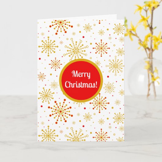 Retro Atomic Mid-Century Mod Red & Gold Starburst Kaart (Gele Bloem)