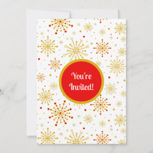 Retro Atomic Mid-Century Mod Red & Gold Starburst Kaart