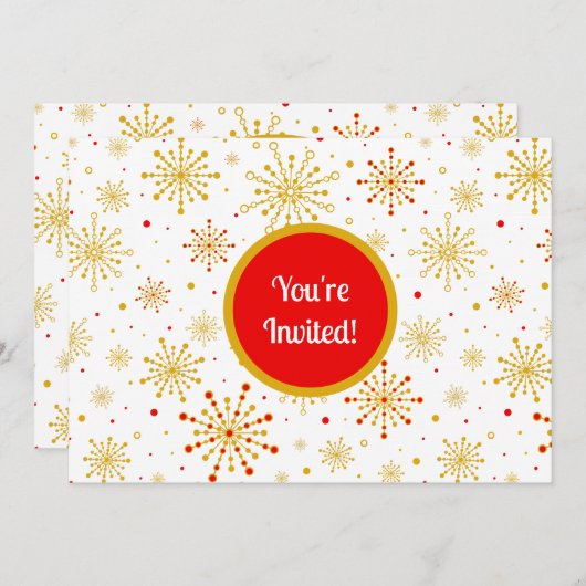 Retro Atomic Mid-Century Mod Red & Gold Starburst Kaart (Voorkant / Achterkant)