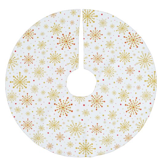 Retro Atomic Mid-Century Mod Red & Gold Starburst Kerstboom Rok (Voorkant)