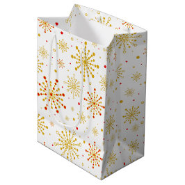 Retro Atomic Mid-Century Mod Red & Gold Starburst Medium Cadeauzakje