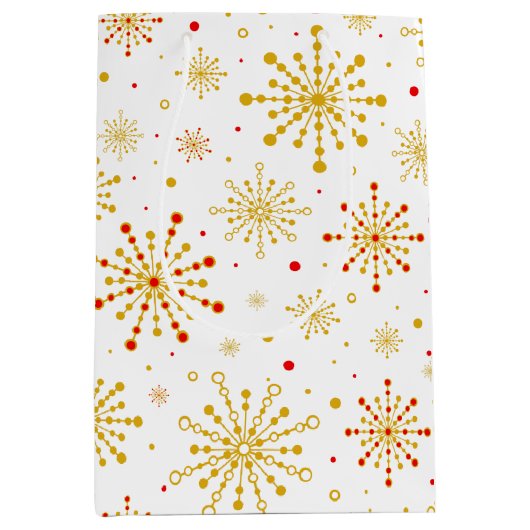 Retro Atomic Mid-Century Mod Red & Gold Starburst Medium Cadeauzakje (Voorkant)