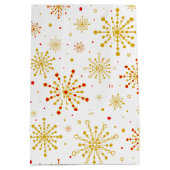 Retro Atomic Mid-Century Mod Red & Gold Starburst Medium Cadeauzakje (Achterkant)