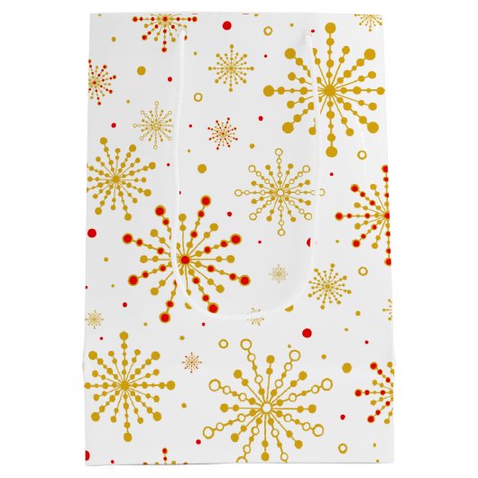 Retro Atomic Mid-Century Mod Red & Gold Starburst Medium Cadeauzakje (Achterkant)
