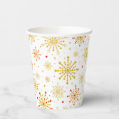 Retro Atomic Mid-Century Mod Red & Gold Starburst Papieren Bekers (Links)