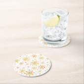 Retro Atomic Mid-Century Mod Red & Gold Starburst Ronde Kartonnen Onderzetter (Insitu)