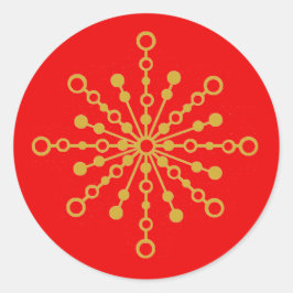 Retro Atomic Mid-Century Mod Red & Gold Starburst Ronde Sticker