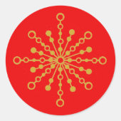 Retro Atomic Mid-Century Mod Red & Gold Starburst Ronde Sticker (Voorkant)