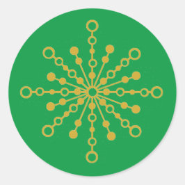 Retro Atomic Mid-Century Mod Red & Gold Starburst Ronde Sticker