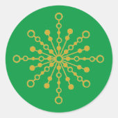 Retro Atomic Mid-Century Mod Red & Gold Starburst Ronde Sticker (Voorkant)