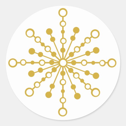 Retro Atomic Mid-Century Mod Red & Gold Starburst Ronde Sticker (Voorkant)