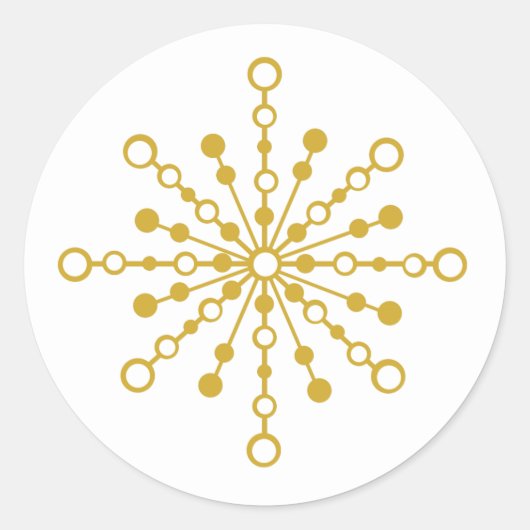 Retro Atomic Mid-Century Mod Red & Gold Starburst Ronde Sticker (Voorkant)